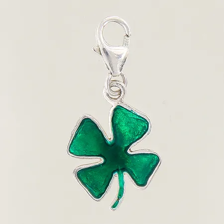 Berlock med grön emalj, längd: 25mm, bredd: 12,6mm, silver 925/1000 Vikt: 1 g