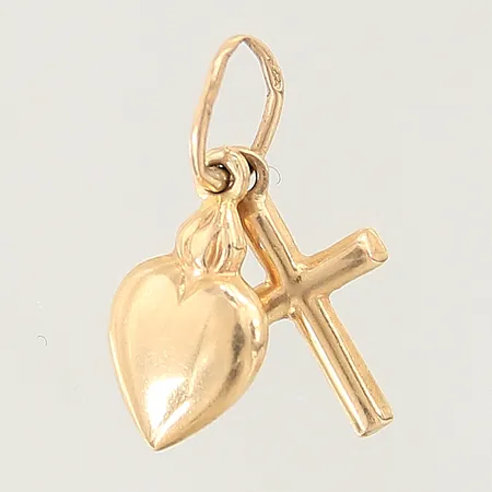 Hänge, kors och hjärta, 15X7,3mm, 18K Vikt: 0,8 g