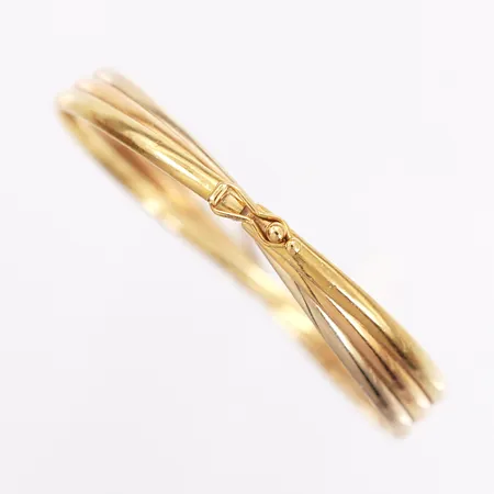 Armband stelt i trefärgad guld, öppningsbar, ca 6 x 5 cm, bredd:5 - 10mm, ihåligt, 18K  Vikt: 12,1 g