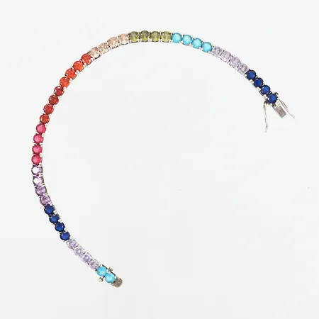 Armband med färgade stenar 20cm, bredd: 4mm, silver 925/1000 Vikt: 13,8 g