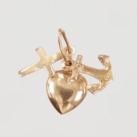 Berlock "Tro, hopp & kärlek", längd inklusive ögla 15mm, 18K, Vikt: 0,4 g