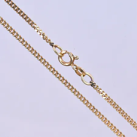 Kedja Pansar längd 45 cm, bredd 2 mm, lås defekt, 18K. Vikt: 6,6 g