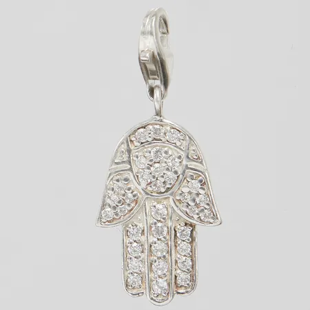 Berlock med vita stenar Thomas Sabo Fatimas Hand/Hamsa, 29,2x12,3mm, 925/1000 Silver Vikt: 2,8 g