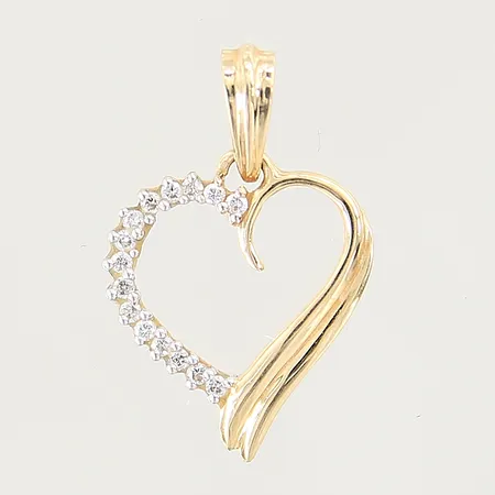 Hänge, hjärta, med diamanter 15 x ca 0,01ct, 23x14mm, GHA, 18K  Vikt: 1 g