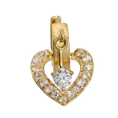 Örhänge, ett enkelt, 18K guld, vita stenar, ojämnt Vikt: 2,8 g