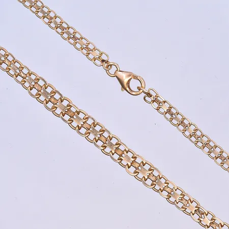 Collier X-länk längd 48,5 cm, doserad, bredd 5-6 mm,  18K. Vikt: 15,2 g