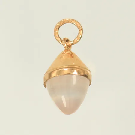 Berlock med vit sten, 15x8mm inkl ögla, 18K 0,9g totalt. 