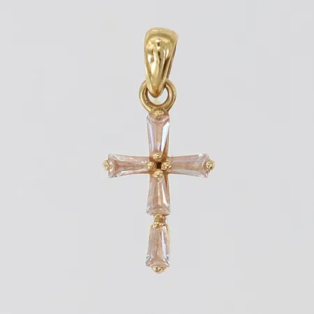 Hänge kors med vita stenar, ca 17x8mm. 18K Vikt: 0,6 g