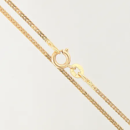 Kedja Rävsvans, längd: 80,5cm, bredd: 1,3mm, något skev, 18K  Vikt: 10,4 g