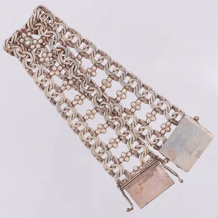 Armband tvåradig Bismarck 18cm, bredd 20mm, Götes Guldvaror, 830/1000 silver Vikt: 33 g