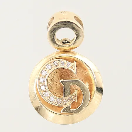 Hänge med vita stenar, 19x13mm, OBS! Ej märkesdesign!, 14K  Vikt: 2,1 g