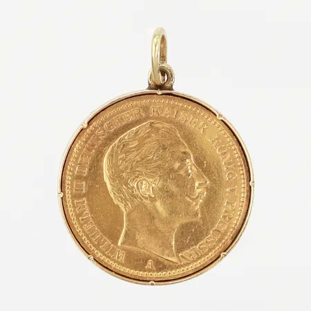 Hänge med mynt Ø23mm, 14K i ram, 20 Mark, 21K Vikt: 10 g