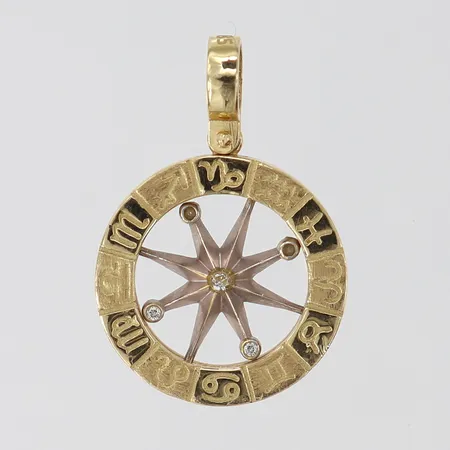 Hänge med vita stenar, längd inkl ögla ca 26mm, bredd ca 17mm, saknar sten, 14K Vikt: 3,5 g