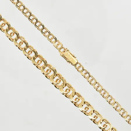 Collier Bismarck, doserad, längd 45 cm, bredd 5-9 mm, 18K. Vikt: 28 g