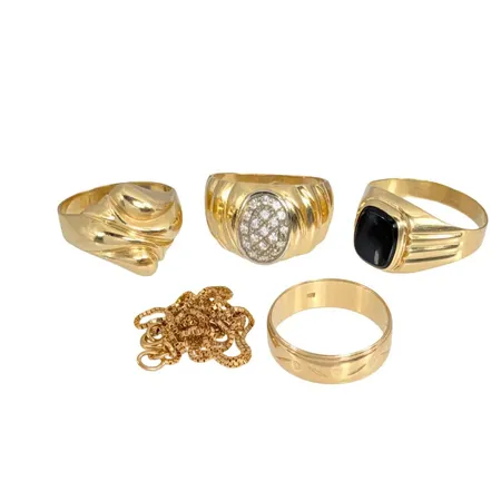 Diverse smycken, 14K guld - bruttovikt 17,1g, 18K guld - vikt 2,3g, samtliga med ojämnheter