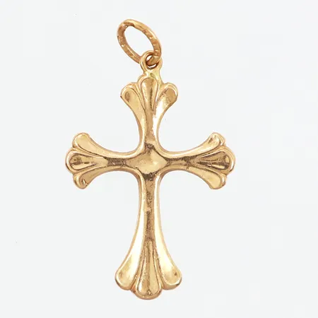 Hänge kors höjd:28mm inklusive ögla, bredd;16mm, bucklor samt nagg, 18K  Vikt: 1 g