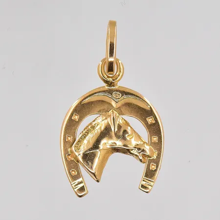 Hänge, hästhuvud/hästsko, stl 27x15mm, 18K Vikt: 1,4 g