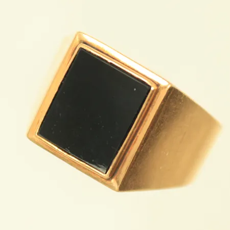 Klackring med svart sten, defekt, klippt skena, 18K, 5g Vikt: 5 g