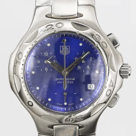 Herrur, Tag Heuer Professional, Kirium, quartz, Ø42mm, stål, referensnummer CL1110-0, serienummer AK5334, stållänk, slitage, repor, personlig gravyr, står still/behov av batteribyte, inga tillbehör. 