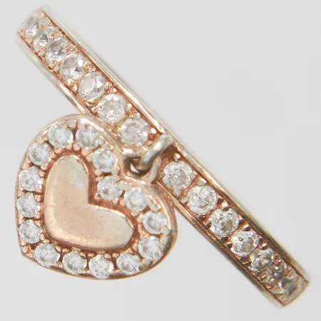 Ring med berlock samt vita stenar, Ø15¾, bredd: 2,5mm, silver, 925/1000 Vikt: 3,2 g