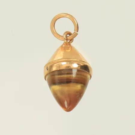 Berlock med ljusbrun sten, 15x8mm inkl ögla, 18K 0,9g totalt