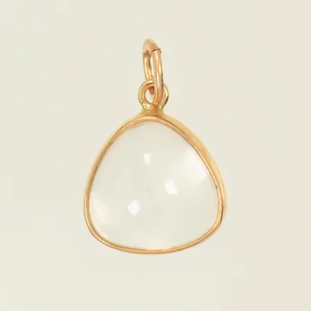 Berlock med vit sten, 15x10mm inkl ögla, 18K 1g Vikt: 1 g