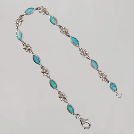 Armband med opalimitation 19,5cm, bredd 4,7-5,3mm, 925/1000 silver, Vikt: 7,7 g