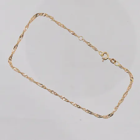 Vristlänk Singapore, längd 23-23cm, bredd ca2,5mm, 18K Vikt: 2,6 g
