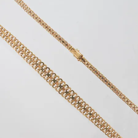 Collier doserad X-länk, längd ca 43,5cm, bredd 4-11mm, Stockholm 1962, 18K Vikt: 34,1 g