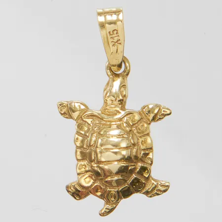 Hänge sköldpadda, längd ca 25mm inkl ögla, bredd 13,5mm, 14K Vikt: 1,9 g