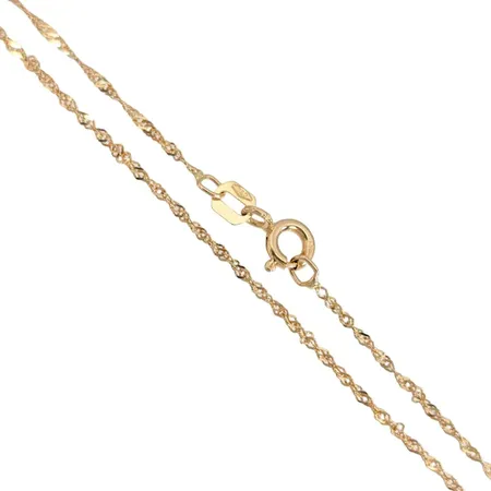 Halskedja Singapore, 18K guld, Guldfynd (GHA), längd 43,5 cm, bredd 1,1 mm, fint skick Vikt: 1,2 g