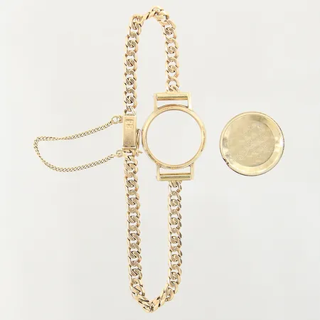 1 Boett i 14K, länk i 18K, urverk saknas, defekt, 18K