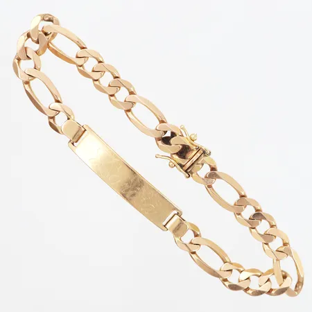 Armband Figaro med namnplatta 20cm, bredd: 7,5mm, gravyr, 18K Vikt: 22,3 g