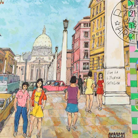 Tavla, Endel Köks, blandteknik på papper, "Roma", signerad och daterad 73 bladstorlek ca 45cm x ca 62cm ej inramad, kanter med slitage och klisterrester. Vikt: 0 g Skickas med postpaket.