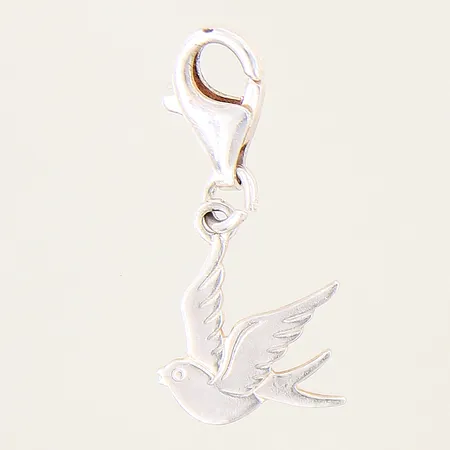 Berlock fågel, längd: 25mm, bredd: 13,7mm, silver 925/1000 Vikt: 1,3 g