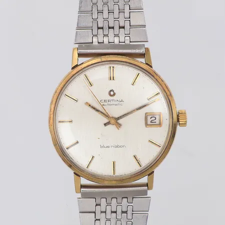 Herrur Certina Blue Ribbon i 14K guld, automat Ø34mm, datum, referensnr 5809 148, serienr 694109, repigt plexiglas, armband i rostfritt stål Vikt: 0 g