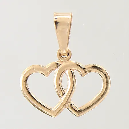 Hänge, två hjärtan, Ø15mm, 18K  Vikt: 0,4 g