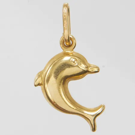 Hänge delfin, längd ca 24mm inkl ögla, bredd 12mm, 18K Vikt: 1 g