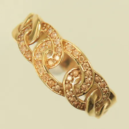 Ring med stenar, stl 19 bredd 3-8mm, defekt skena, 18K 2,6g Vikt: 2,6 g