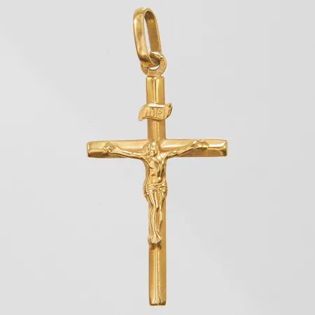 Hänge Krucifix, längd ca 43mm, bredd 2,5-20,5mm, 18K Vikt: 1,8 g