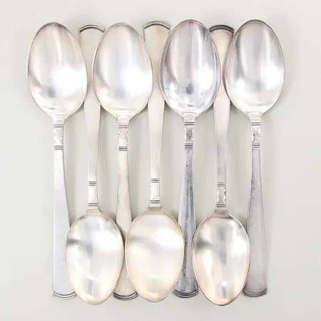 Bordsskedar 7st, längd: 18cm, Rosenholm, silver 830/1000 Vikt: 274,4 g