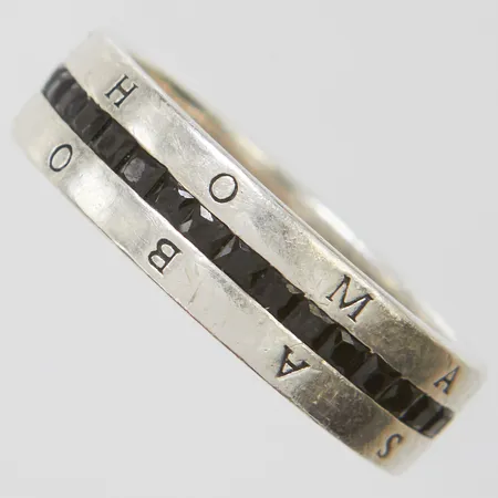 Ring med stenar, stl19¾, bredd 6,5mm, Thomas Sabo, repig, 925/1000 silver Vikt: 6,9 g