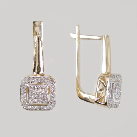 Örhängen med diamanter 86x ca 0,005ct, vitguldsdetaljer, längd 18mm, bredd 10mm, 14K Vikt: 4,9 g