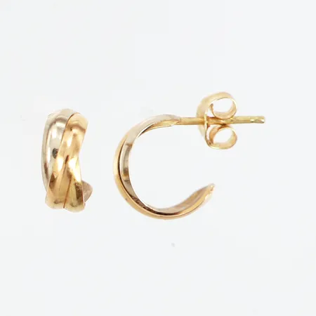 Ett par örhängen Creoler, trefärgad guld, Ø10mm, stift med stoppar, 18K  Vikt: 0,8 g
