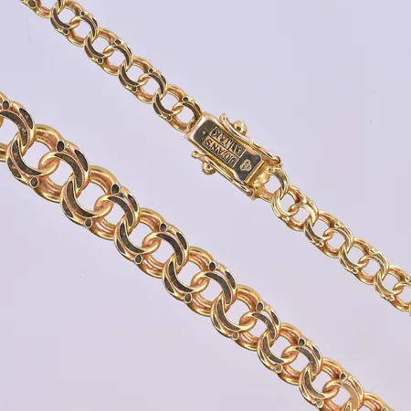 Collier Bismarck längd 45 cm, doserad, bredd 4-9 mm,  18K. Vikt: 20,2 g