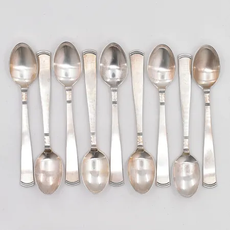 9 Kaffeskedar, modell Rosenholm, ca 12cm, GAB, silver 830/1000 Vikt: 130 g