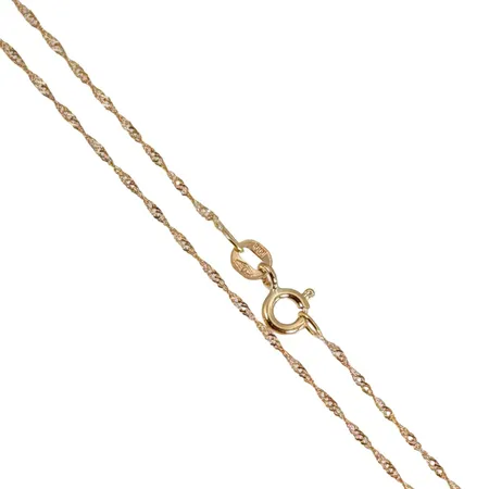 Halskedja Singapore, 18K guld, CCC, Balestra Italien, längd 39,5 cm, bredd 1 mm, fint skick Vikt: 1 g