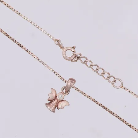 Kedja Venezia 38-40cm, bredd 1mm, hänge ängel med vit sten, 925/1000 silver Vikt: 2,5 g