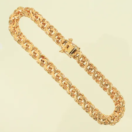 Armband Bismarck, längd 20cm, bredd 6,5mm, låstungan i gulguld, 18K, 22,4g Vikt: 22,4 g