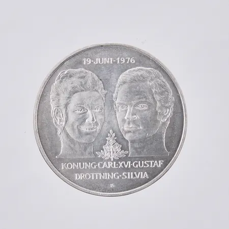 Jubileumsmynt nominellt värde 50sek, 19 Juni 1976, 925/1000 silver Vikt: 26,9 g